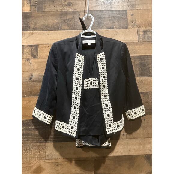 Trina Turk Black Floral Cropped Jacket with Matching Pants and Top –S6 - Picture 10 of 10